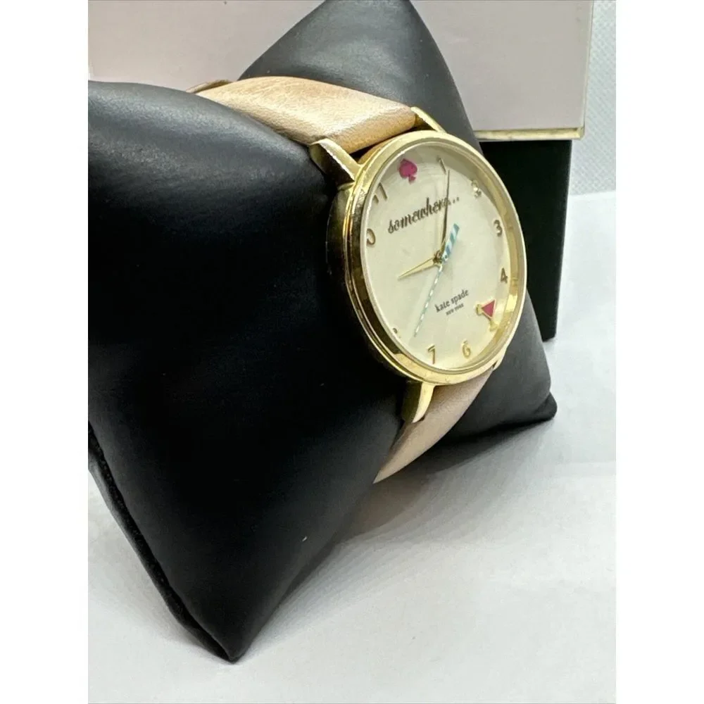 Kate Spade 0484 Women Beige Leather Strap Analog Dial Quartz Wrist Watch JNA135